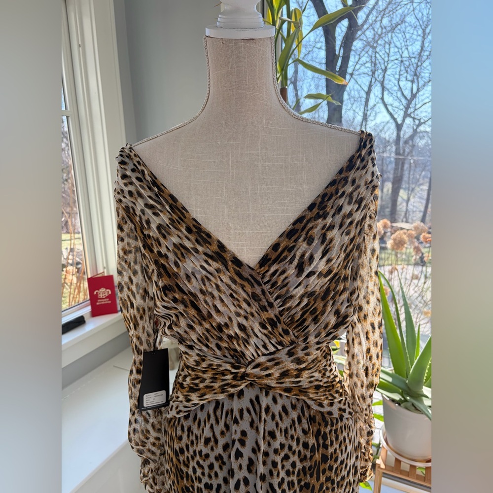 Tadashi Shoji Animal Print Long Sleeve Dress - Picture 10 of 11